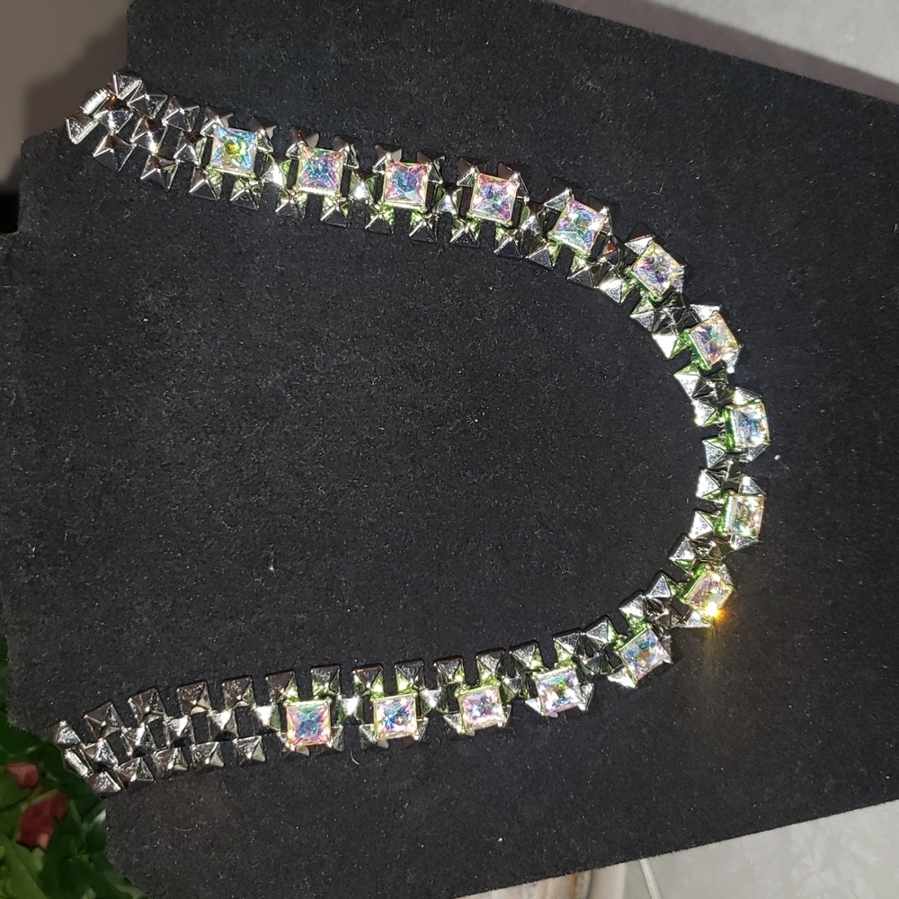 J. Crew Aurore Boreale Crystal Silver Necklace.